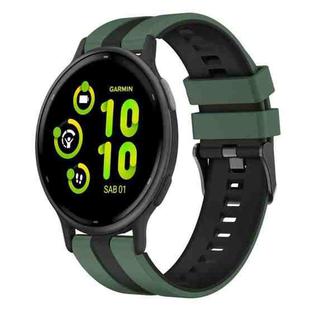 For Garmin Active 5 20mm Two Color Sports Silicone Watch Band(Olive Green+Black)