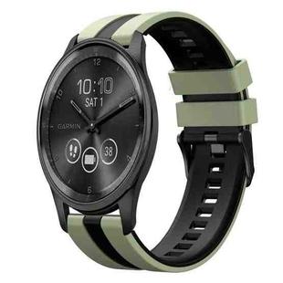 For GarminMove Trend 20mm Two Color Sports Silicone Watch Band(Light Green+Black)