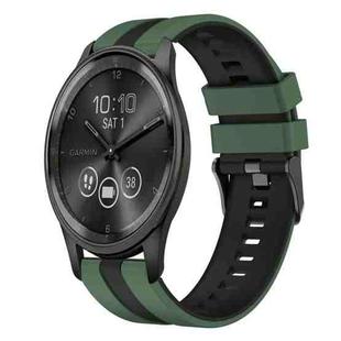 For GarminMove Trend 20mm Two Color Sports Silicone Watch Band(Olive Green+Black)