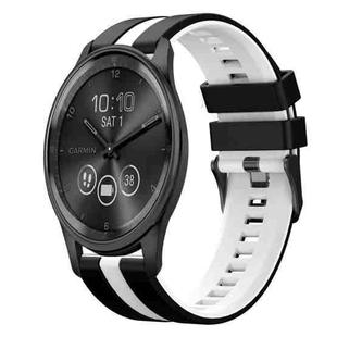 For GarminMove Trend 20mm Two Color Sports Silicone Watch Band(Black+White)