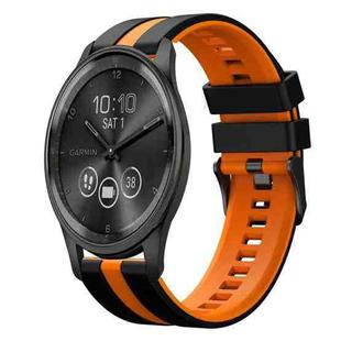 For GarminMove Trend 20mm Two Color Sports Silicone Watch Band(Black+Orange)
