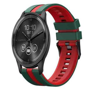 For GarminMove Trend 20mm Two Color Sports Silicone Watch Band(Green+Red)