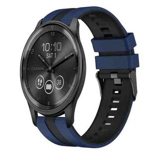 For GarminMove Trend 20mm Two Color Sports Silicone Watch Band(Blue+Black)