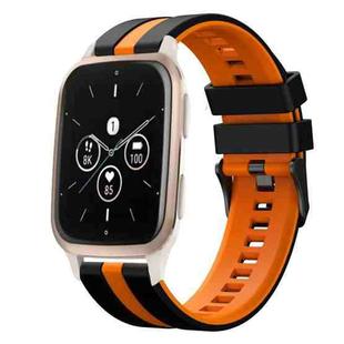 For Garmin Forerunner Sq2 Music 20mm Two Color Sports Silicone Watch Band(Black+Orange)