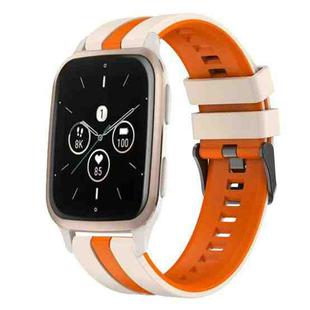 For Garmin Forerunner Sq2 Music 20mm Two Color Sports Silicone Watch Band(Starlight+Orange)