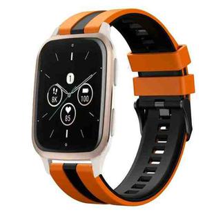 For Garmin Forerunner Sq2 20mm Two Color Sports Silicone Watch Band(Orange+Black)
