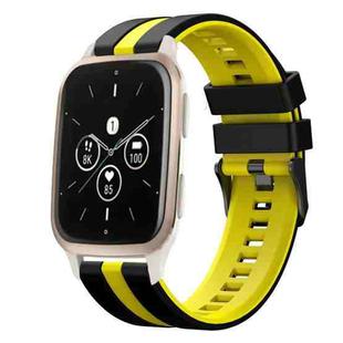 For Garmin Forerunner Sq2 20mm Two Color Sports Silicone Watch Band(Black+Yellow)