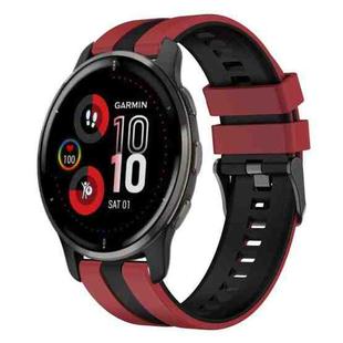 For Garmin Venu 2 Plus 20mm Two Color Sports Silicone Watch Band(Red+Black)