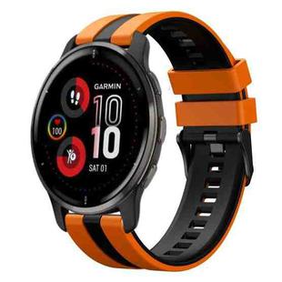 For Garmin Venu 2 Plus 20mm Two Color Sports Silicone Watch Band(Orange+Black)