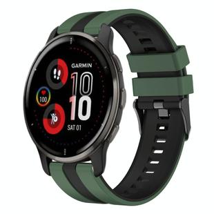 For Garmin Venu 2 Plus 20mm Two Color Sports Silicone Watch Band(Olive Green+Black)