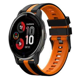 For Garmin Venu 2 Plus 20mm Two Color Sports Silicone Watch Band(Black+Orange)