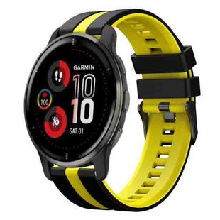 For Garmin Venu 2 Plus 20mm Two Color Sports Silicone Watch Band(Black+Yellow)