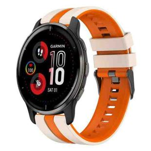 For Garmin Venu 2 Plus 20mm Two Color Sports Silicone Watch Band(Starlight+Orange)