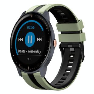 For Garmin Vivoactive3 Music 20mm Two Color Sports Silicone Watch Band(Light Green+Black)
