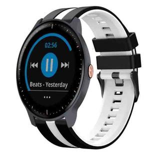 For Garmin Vivoactive3 Music 20mm Two Color Sports Silicone Watch Band(Black+White)