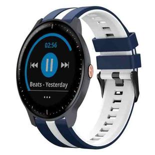 For Garmin Vivoactive3 Music 20mm Two Color Sports Silicone Watch Band(Blue+White)