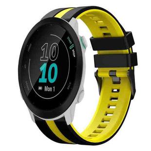 For Garmin Forerunner 55 20mm Two Color Sports Silicone Watch Band(Black+Yellow)