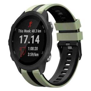 For Garmin Forerunner 245 Music 20mm Two Color Sports Silicone Watch Band(Light Green+Black)