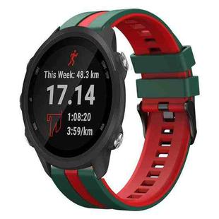 For Garmin Forerunner 245 Music 20mm Two Color Sports Silicone Watch Band(Green+Red)