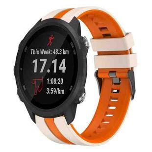 For Garmin Forerunner 245 Music 20mm Two Color Sports Silicone Watch Band(Starlight+Orange)