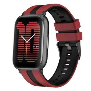 For Amazfit Active 20mm Two-Color Sports Silicone Watch Band(Red+Black)