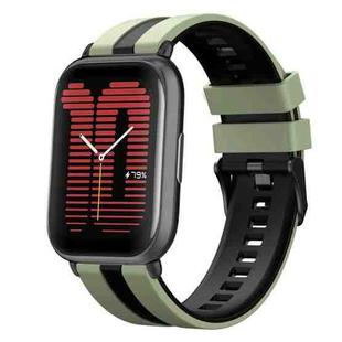 For Amazfit Active 20mm Two-Color Sports Silicone Watch Band(Light Green+Black)