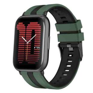 For Amazfit Active 20mm Two-Color Sports Silicone Watch Band(Olive Green+Black)