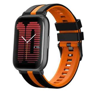 For Amazfit Active 20mm Two-Color Sports Silicone Watch Band(Black+Orange)