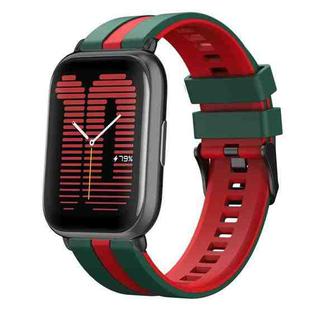 For Amazfit Active 20mm Two-Color Sports Silicone Watch Band(Green+Red)