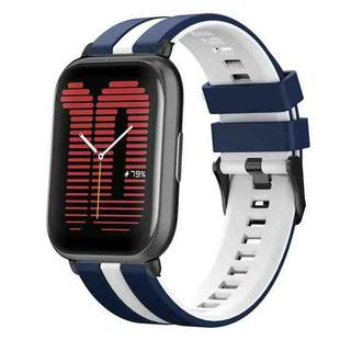 For Amazfit Active 20mm Two-Color Sports Silicone Watch Band(Blue+White)