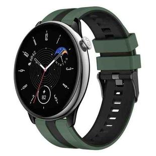 For Amazfit GTR Mini 20mm Two-Color Sports Silicone Watch Band(Olive Green+Black)