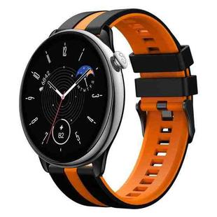 For Amazfit GTR Mini 20mm Two-Color Sports Silicone Watch Band(Black+Orange)