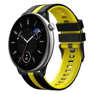 For Amazfit GTR Mini 20mm Two-Color Sports Silicone Watch Band(Black+Yellow)