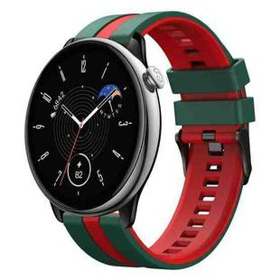 For Amazfit GTR Mini 20mm Two-Color Sports Silicone Watch Band(Green+Red)