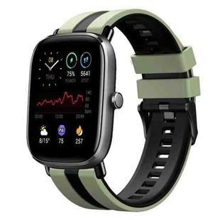 For Amazfit GTS 4 Mini 20mm Two-Color Sports Silicone Watch Band(Light Green+Black)