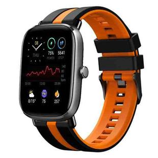 For Amazfit GTS 4 Mini 20mm Two-Color Sports Silicone Watch Band(Black+Orange)