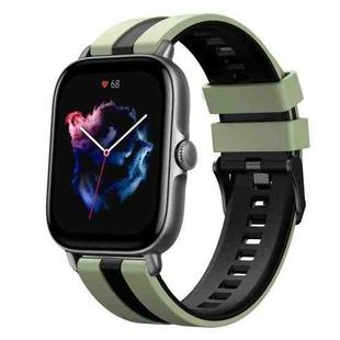 For Amazfit GTS 3 20mm Two-Color Sports Silicone Watch Band(Light Green+Black)