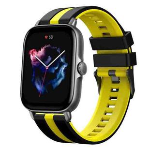 For Amazfit GTS 3 20mm Two-Color Sports Silicone Watch Band(Black+Yellow)