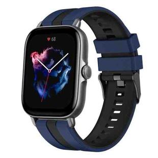 For Amazfit GTS 3 20mm Two-Color Sports Silicone Watch Band(Blue+Black)