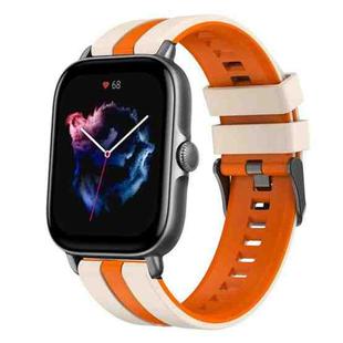 For Amazfit GTS 3 20mm Two-Color Sports Silicone Watch Band(Starlight+Orange)