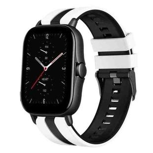 For Amazfit GTS 2E 20mm Two-Color Sports Silicone Watch Band(White+Black)