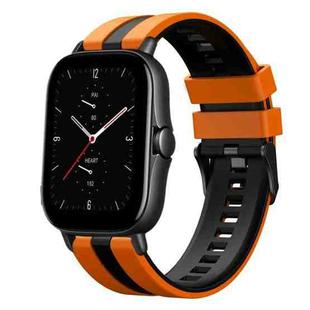 For Amazfit GTS 2E 20mm Two-Color Sports Silicone Watch Band(Orange+Black)