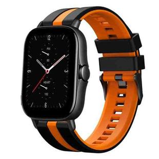 For Amazfit GTS 2E 20mm Two-Color Sports Silicone Watch Band(Black+Orange)