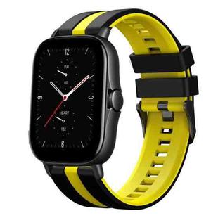 For Amazfit GTS 2E 20mm Two-Color Sports Silicone Watch Band(Black+Yellow)