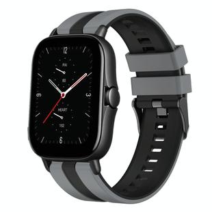 For Amazfit GTS 2E 20mm Two-Color Sports Silicone Watch Band(Grey+Black)