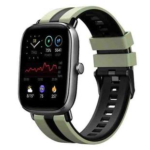 For Amazfit GTS 2 Mini 20mm Two-Color Sports Silicone Watch Band(Light Green+Black)