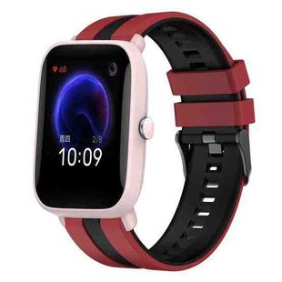 For Amazfit Pop Pro 20mm Two-Color Sports Silicone Watch Band(Red+Black)