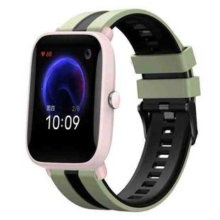 For Amazfit Pop Pro 20mm Two-Color Sports Silicone Watch Band(Light Green+Black)
