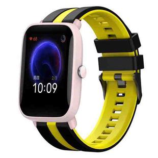 For Amazfit Pop Pro 20mm Two-Color Sports Silicone Watch Band(Black+Yellow)