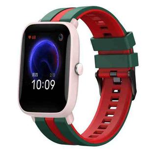 For Amazfit Pop Pro 20mm Two-Color Sports Silicone Watch Band(Green+Red)